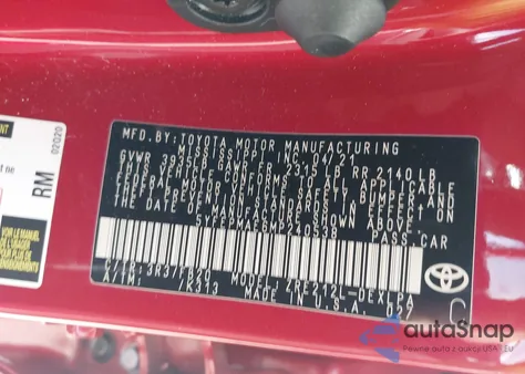 2021 Toyota Corolla Le from USA, damaged, VIN 5YFEPMAE6MP240538